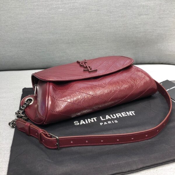 [REP 1:1] Saint Laurent Niki Medium Crinkled Shoulder Bag Burgundy For Women 11in/28cm YSL