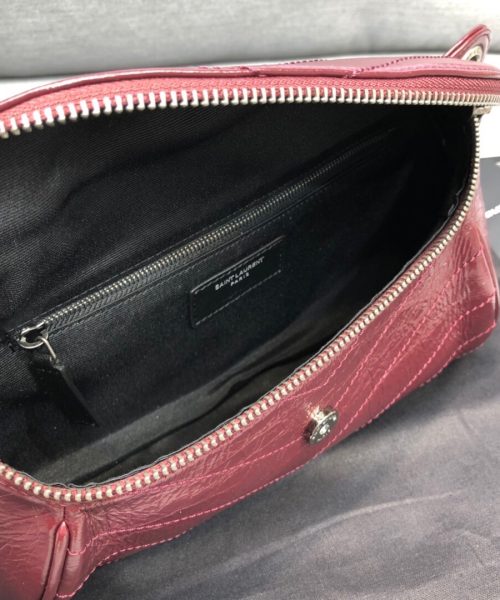 [REP 1:1] Saint Laurent Niki Medium Crinkled Shoulder Bag Burgundy For Women 11in/28cm YSL