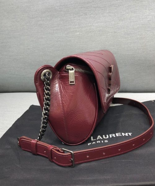 [REP 1:1] Saint Laurent Niki Medium Crinkled Shoulder Bag Burgundy For Women 11in/28cm YSL
