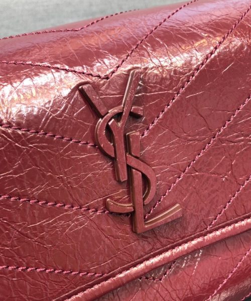 [REP 1:1] Saint Laurent Niki Medium Crinkled Shoulder Bag Burgundy For Women 11in/28cm YSL