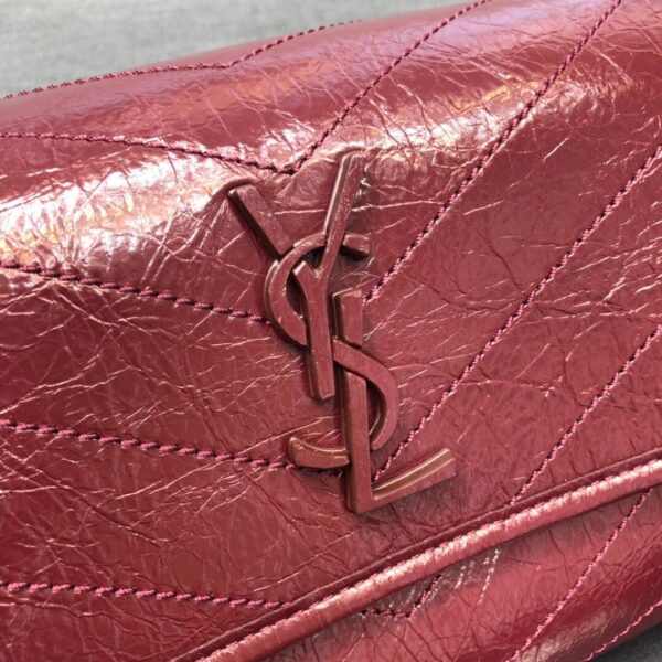 [REP 1:1] Saint Laurent Niki Medium Crinkled Shoulder Bag Burgundy For Women 11in/28cm YSL