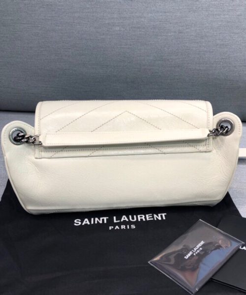 [REP 1:1] Saint Laurent Niki Medium Crinkled Shoulder Bag White For Women 11in/28cm YSL