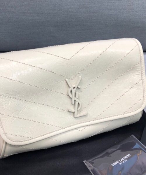 [REP 1:1] Saint Laurent Niki Medium Crinkled Shoulder Bag White For Women 11in/28cm YSL