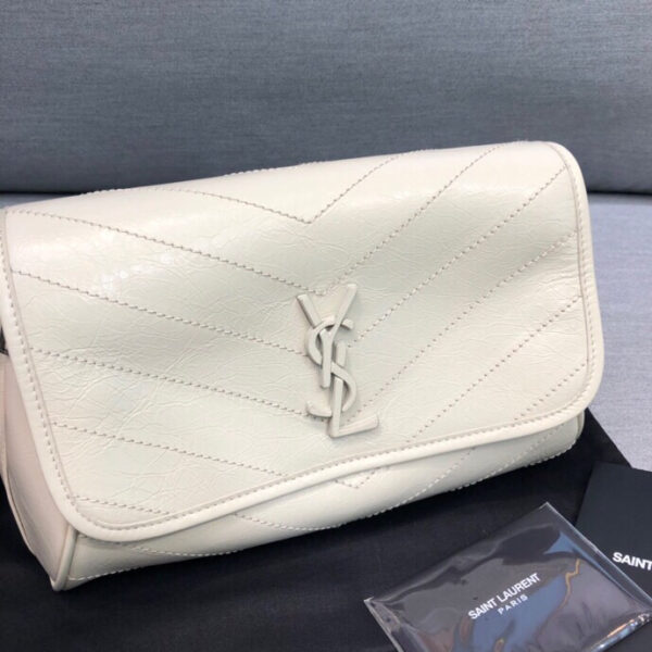[REP 1:1] Saint Laurent Niki Medium Crinkled Shoulder Bag White For Women 11in/28cm YSL