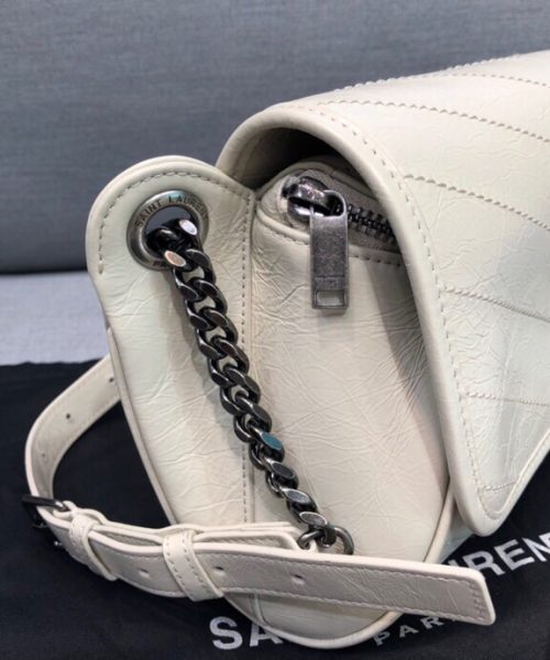 [REP 1:1] Saint Laurent Niki Medium Crinkled Shoulder Bag White For Women 11in/28cm YSL