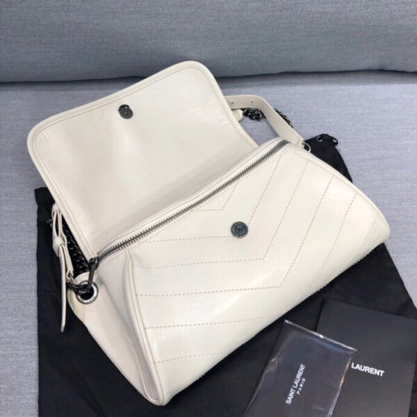 [REP 1:1] Saint Laurent Niki Medium Crinkled Shoulder Bag White For Women 11in/28cm YSL