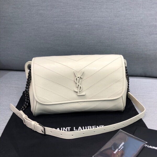 [REP 1:1] Saint Laurent Niki Medium Crinkled Shoulder Bag White For Women 11in/28cm YSL