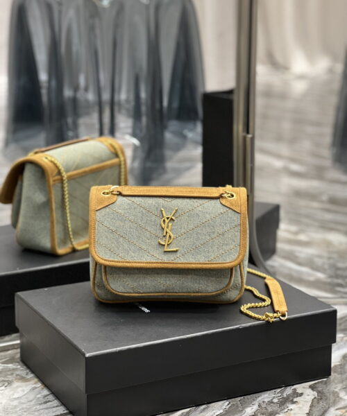 [REP 1:1] Saint Laurent Niki Mini Chain Bag In Canvas For Women 8.6in/22cm YSL