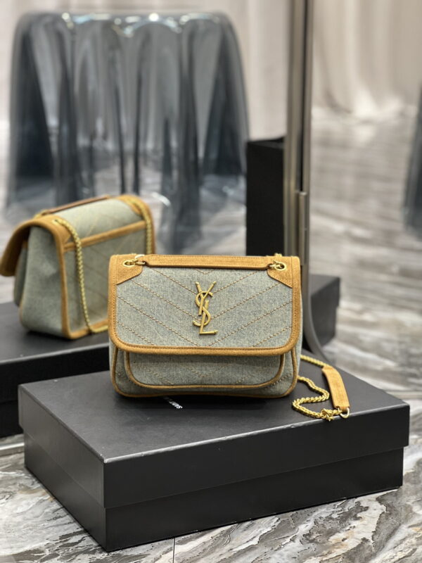 [REP 1:1] Saint Laurent Niki Mini Chain Bag In Canvas For Women 8.6in/22cm YSL