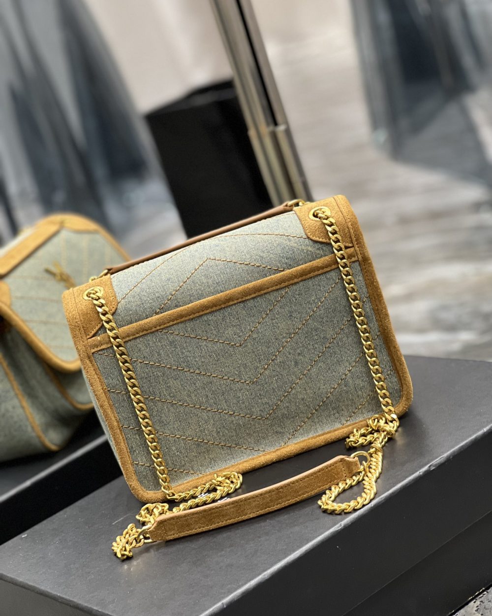 [REP 1:1] Saint Laurent Niki Mini Chain Bag In Canvas For Women 8.6in/22cm YSL