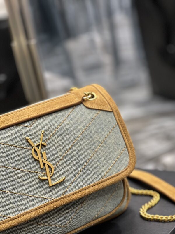 [REP 1:1] Saint Laurent Niki Mini Chain Bag In Canvas For Women 8.6in/22cm YSL