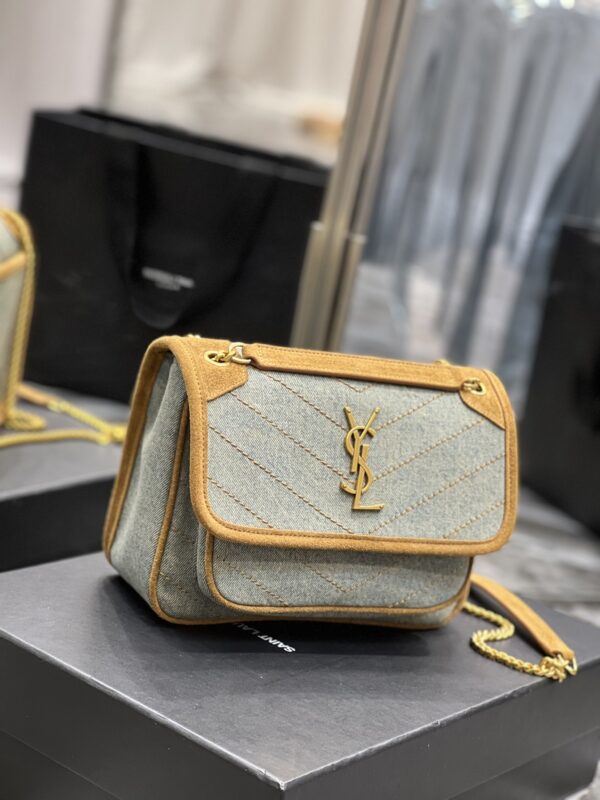 [REP 1:1] Saint Laurent Niki Mini Chain Bag In Canvas For Women 8.6in/22cm YSL