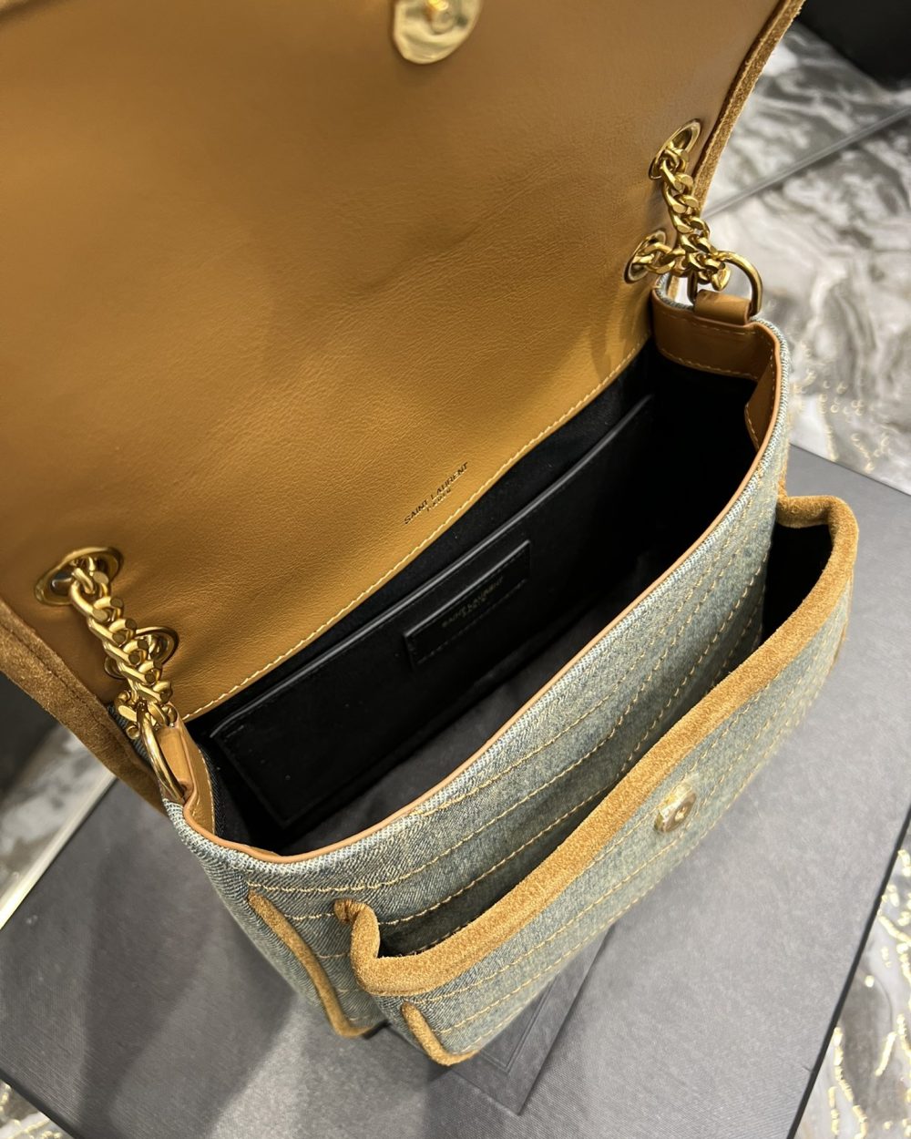 [REP 1:1] Saint Laurent Niki Mini Chain Bag In Canvas For Women 8.6in/22cm YSL