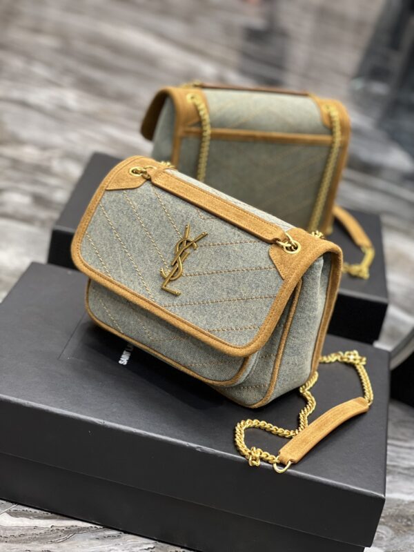 [REP 1:1] Saint Laurent Niki Mini Chain Bag In Canvas For Women 8.6in/22cm YSL