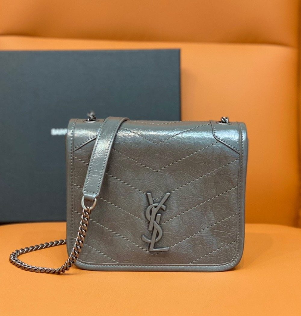 [REP 1:1] Saint Laurent Niki Wallets On Chain Storm For Women 7.5in/19cm