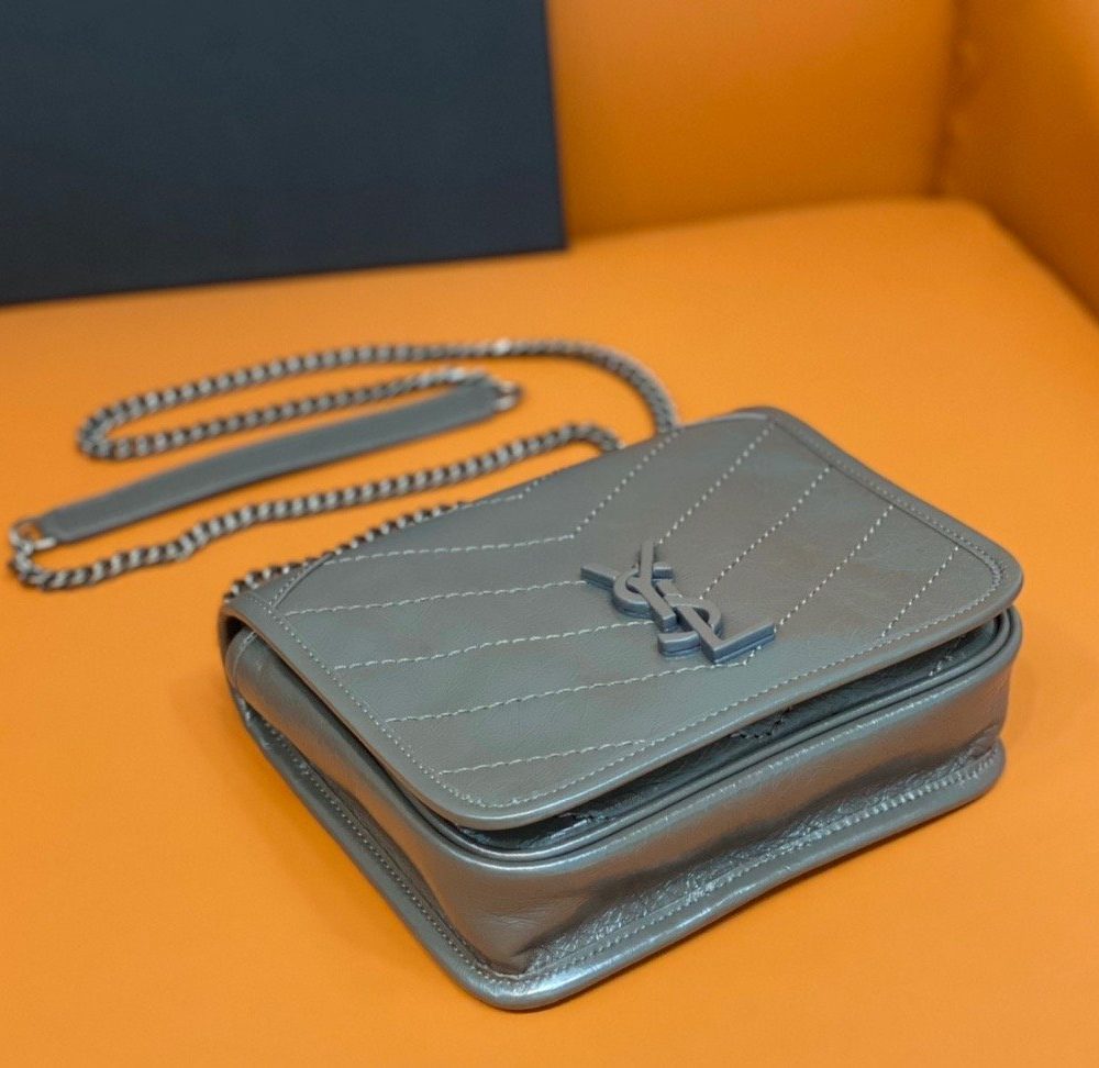 [REP 1:1] Saint Laurent Niki Wallets On Chain Storm For Women 7.5in/19cm