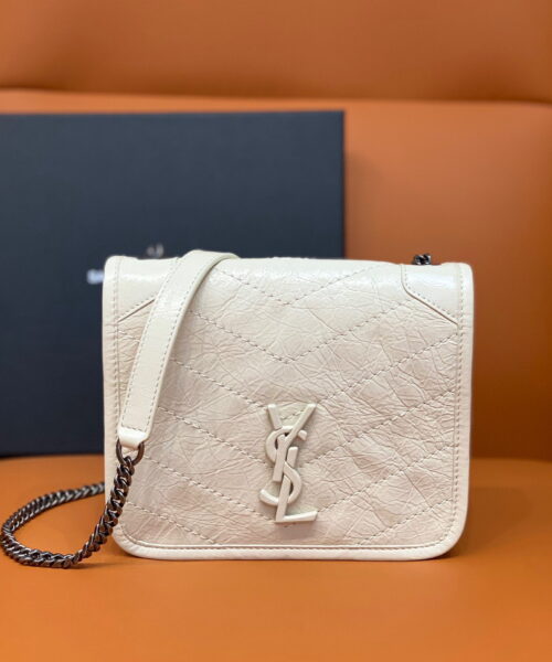 [REP 1:1] Saint Laurent Niki Wallets On Chain White For Women 7.5in/19cm