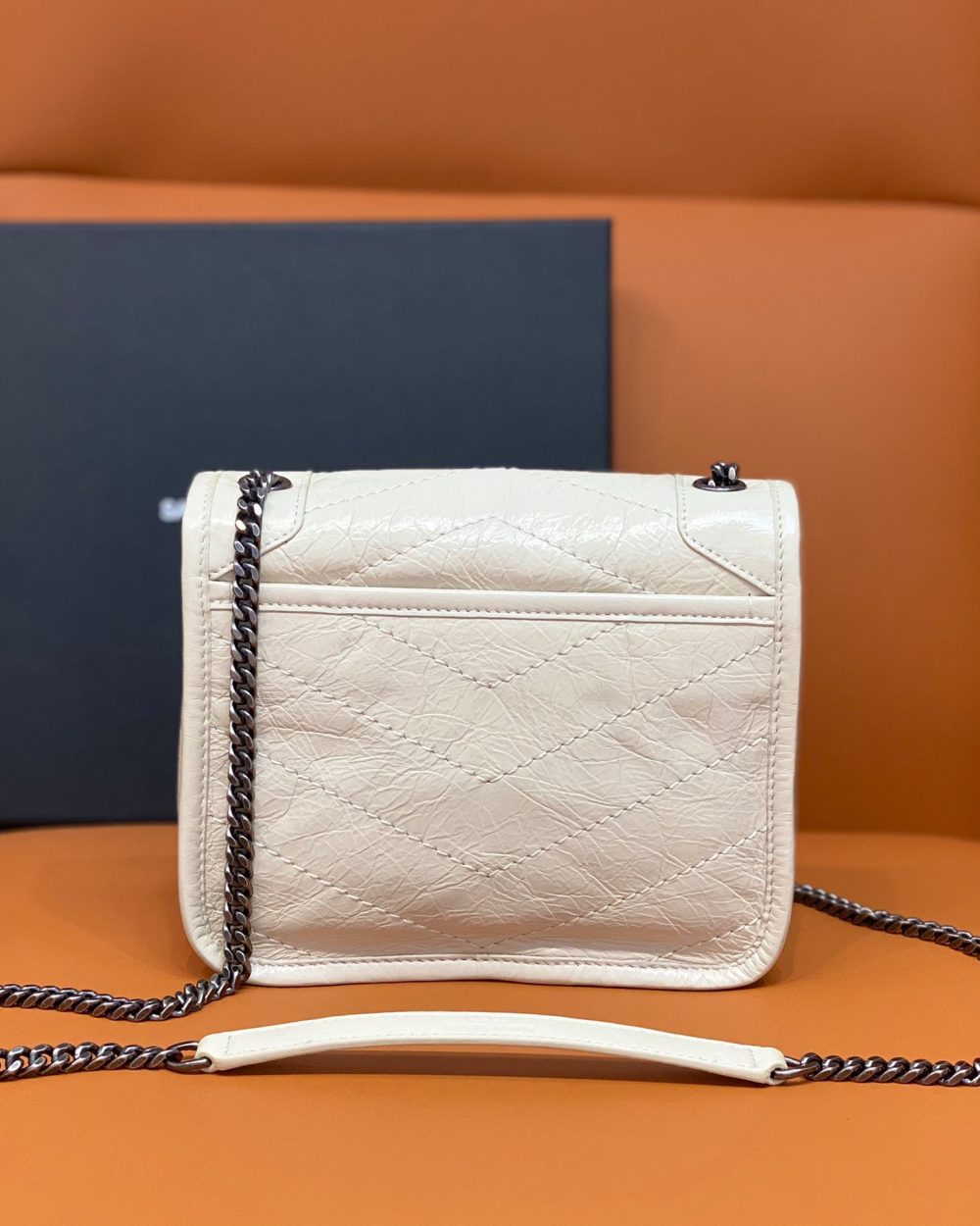 [REP 1:1] Saint Laurent Niki Wallets On Chain White For Women 7.5in/19cm