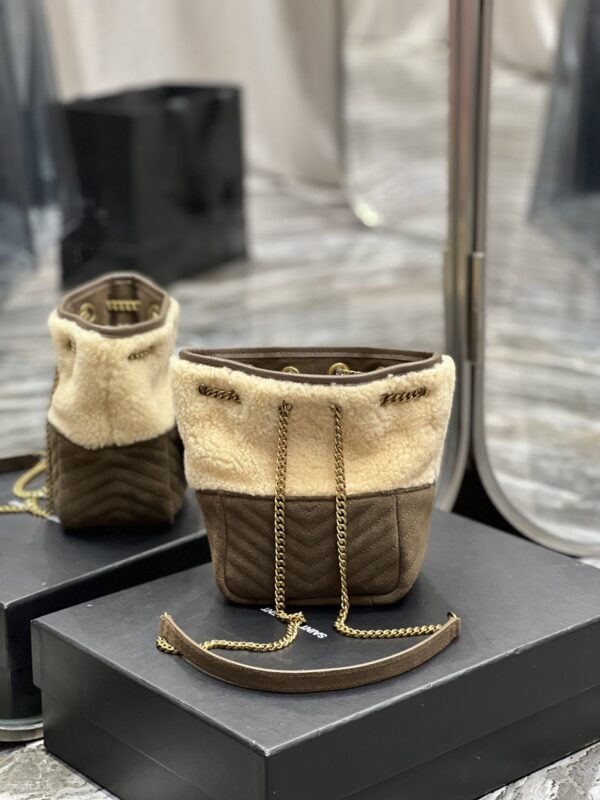 [REP 1:1] Saint Laurent Oe Mini Bucket Chevrons Brown For Women, Women's Bags 7.5in/19cm YSL‎ 70163129XA79587