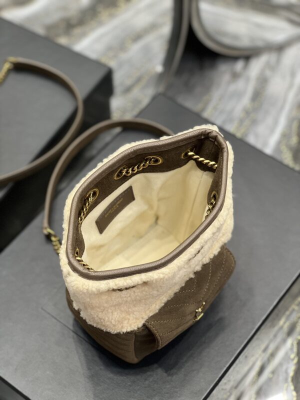 [REP 1:1] Saint Laurent Oe Mini Bucket Chevrons Brown For Women, Women's Bags 7.5in/19cm YSL‎ 70163129XA79587