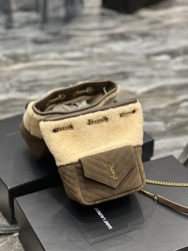 [REP 1:1] Saint Laurent Oe Mini Bucket Chevrons Brown For Women, Women's Bags 7.5in/19cm YSL‎ 70163129XA79587