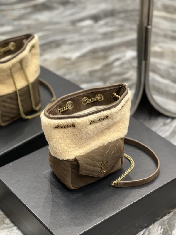 [REP 1:1] Saint Laurent Oe Mini Bucket Chevrons Brown For Women, Women's Bags 7.5in/19cm YSL‎ 70163129XA79587