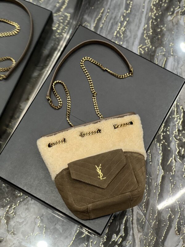 [REP 1:1] Saint Laurent Oe Mini Bucket Chevrons Brown For Women, Women's Bags 7.5in/19cm YSL‎ 70163129XA79587