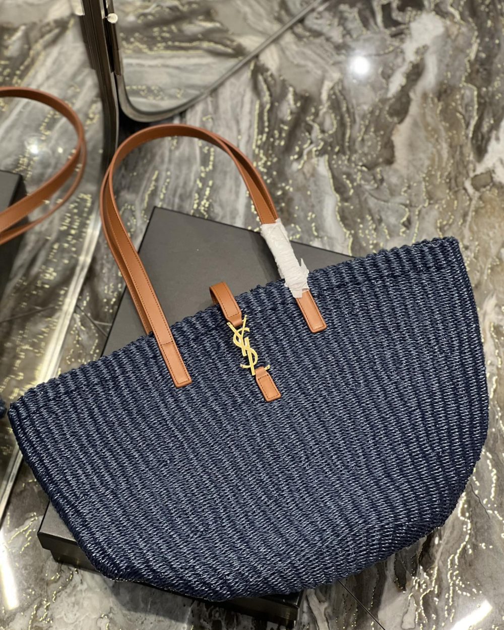 [REP 1:1] Saint Laurent Panier Big Bag Blue For Women, Women's Bags 21.7in/55cm YSL