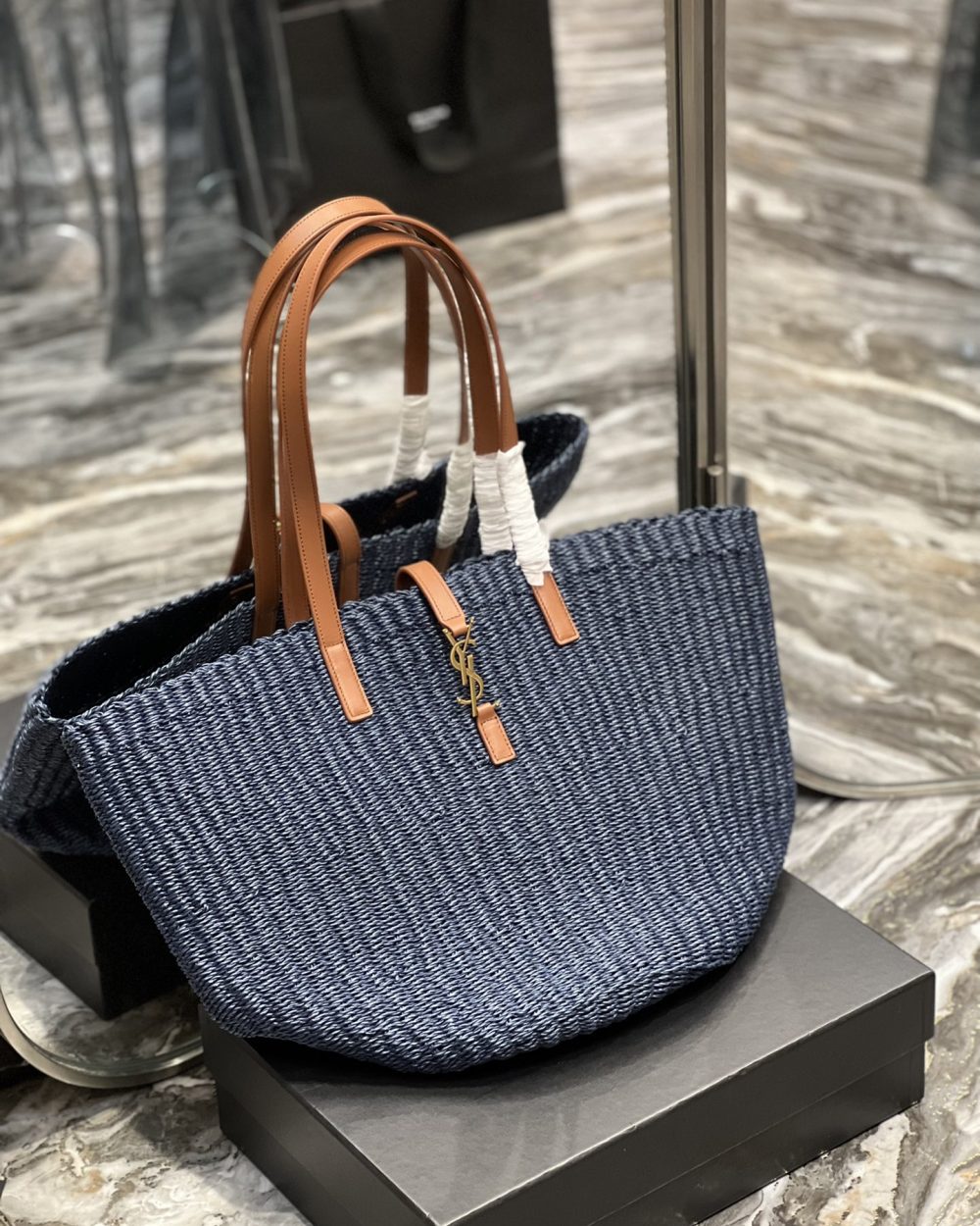 [REP 1:1] Saint Laurent Panier Big Bag Blue For Women, Women's Bags 21.7in/55cm YSL