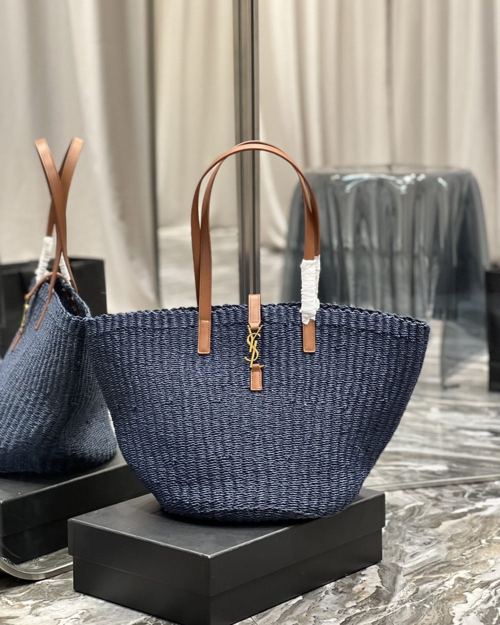 [REP 1:1] Saint Laurent Panier Big Bag Blue For Women, Women's Bags 21.7in/55cm YSL