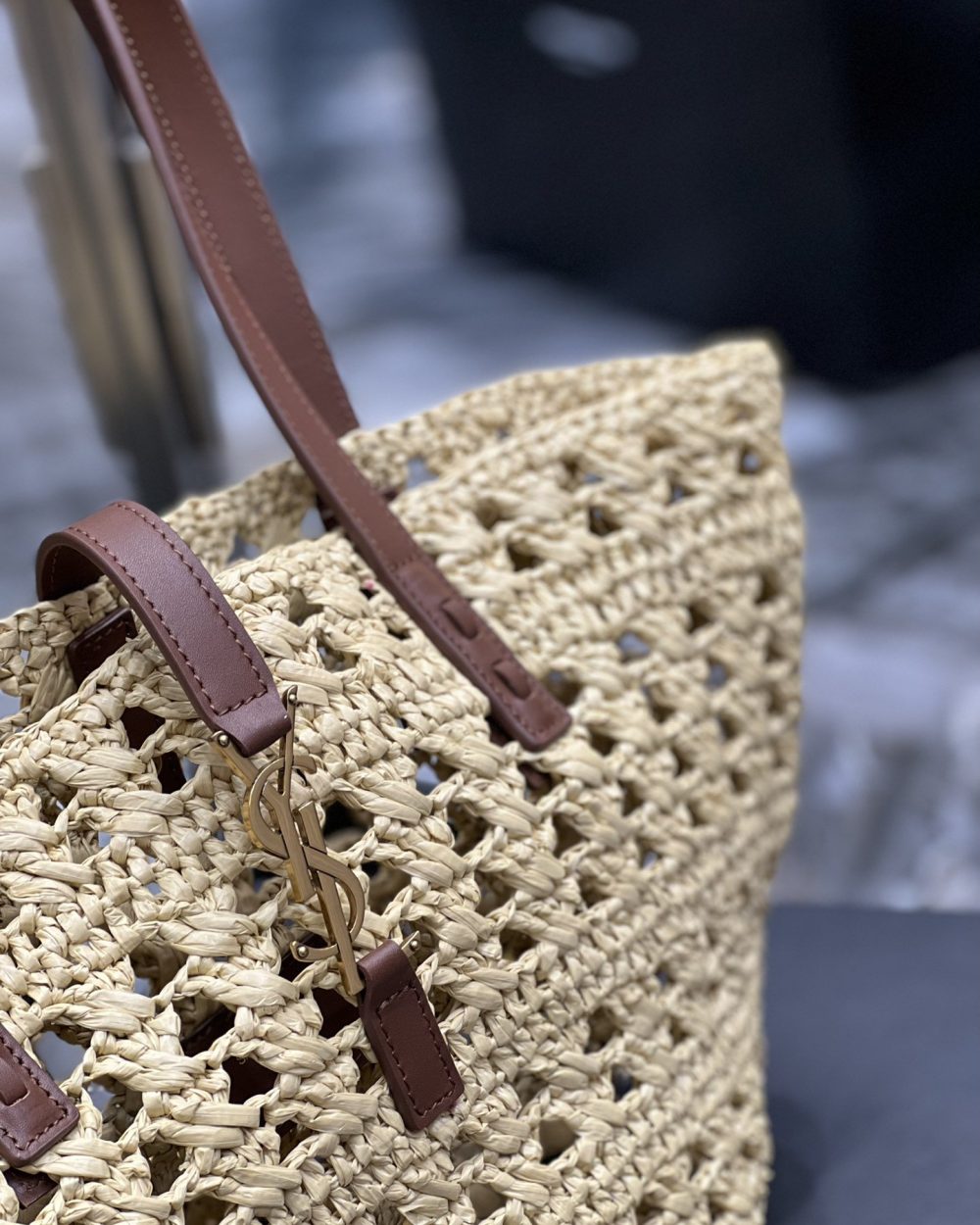 [REP 1:1] Saint Laurent Panier Medium Bag Beige For Women, Women's Bags 16.5in/42cm YSL