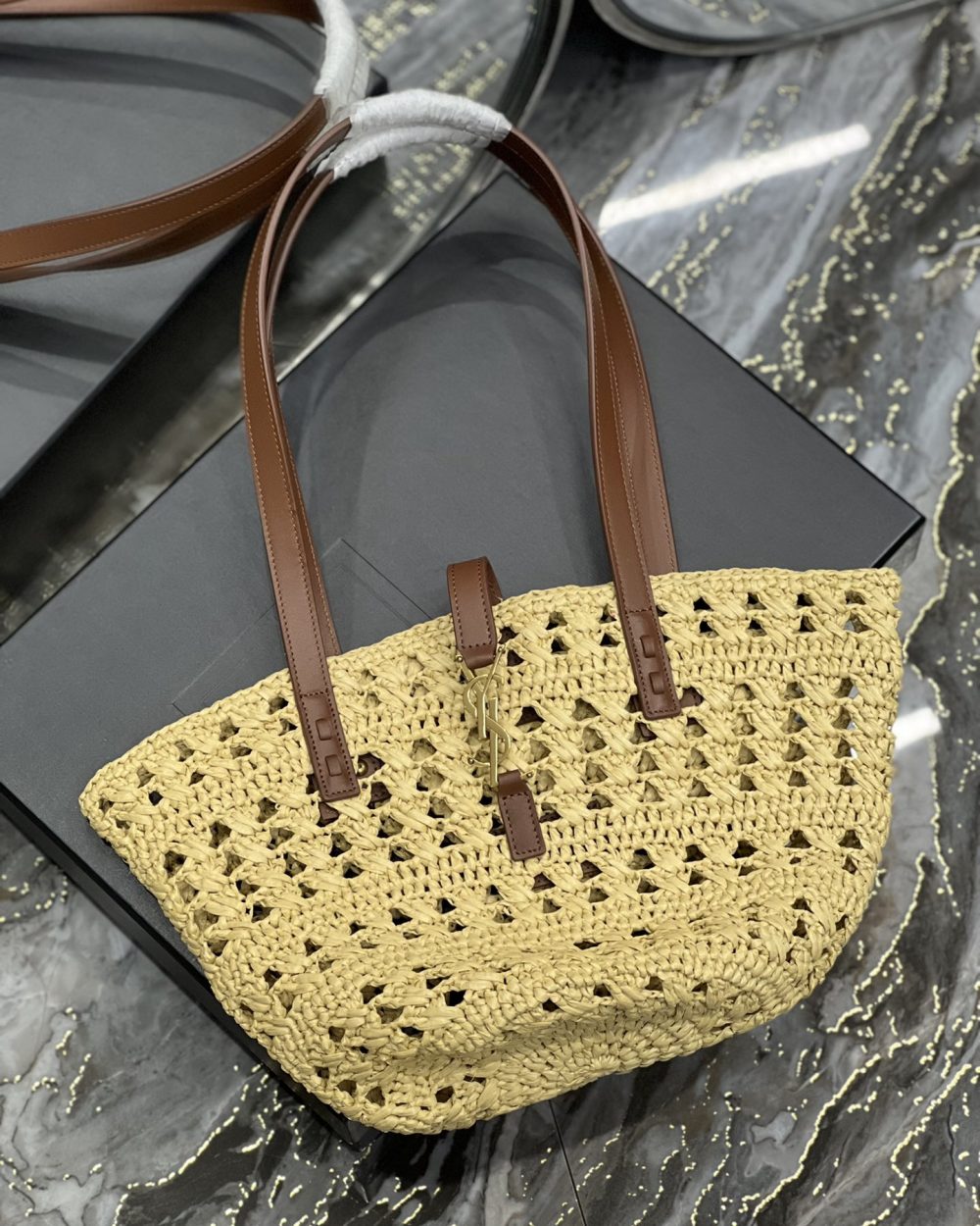 [REP 1:1] Saint Laurent Panier Medium Bag Beige For Women, Women's Bags 16.5in/42cm YSL