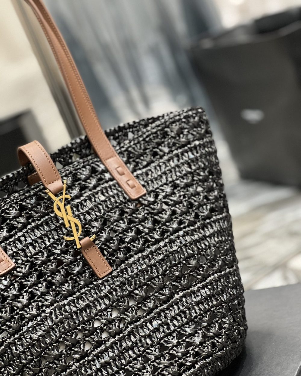 [REP 1:1] Saint Laurent Panier Medium Bag Black For Women, Women's Bags 16.5in/42cm YSL