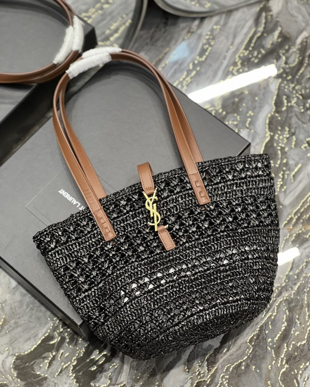 [REP 1:1] Saint Laurent Panier Medium Bag Black For Women, Women's Bags 16.5in/42cm YSL
