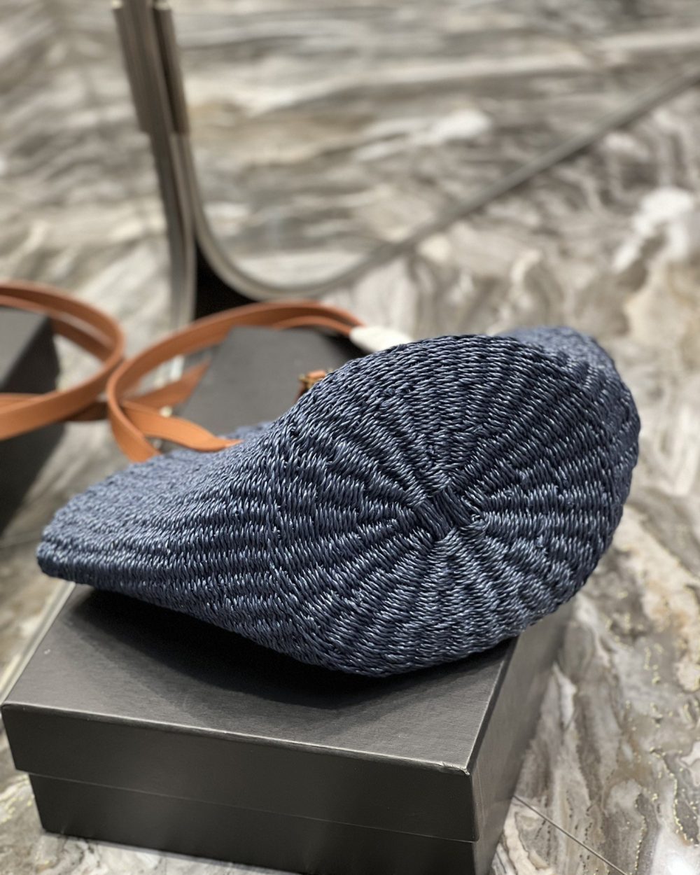 [REP 1:1] Saint Laurent Panier Medium Bag Blue For Women, Women's Bags 16.5in/42cm YSL