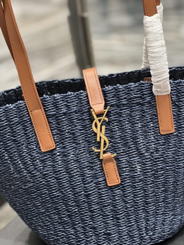 [REP 1:1] Saint Laurent Panier Medium Bag Blue For Women, Women's Bags 16.5in/42cm YSL