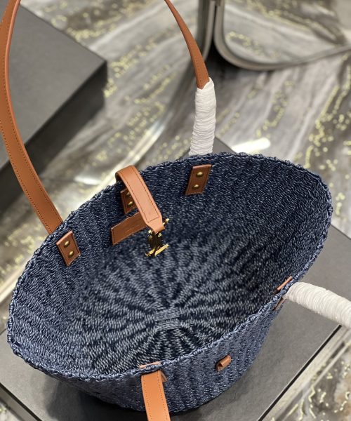 [REP 1:1] Saint Laurent Panier Medium Bag Blue For Women, Women's Bags 16.5in/42cm YSL
