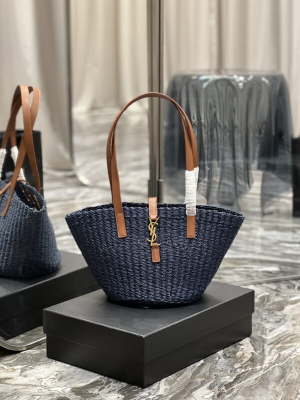 [REP 1:1] Saint Laurent Panier Medium Bag Blue For Women, Women's Bags 16.5in/42cm YSL