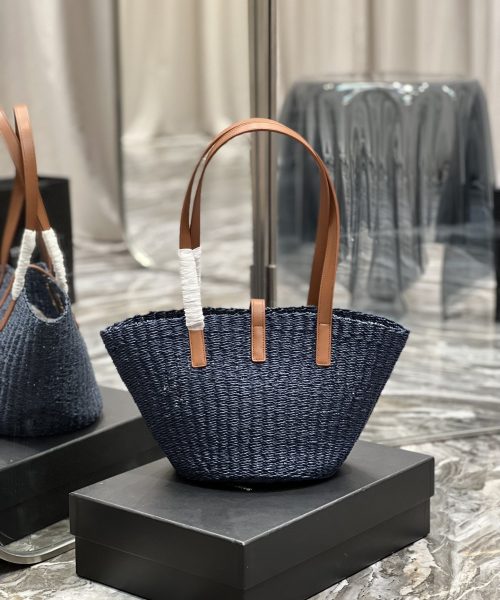 [REP 1:1] Saint Laurent Panier Medium Bag Blue For Women, Women's Bags 16.5in/42cm YSL