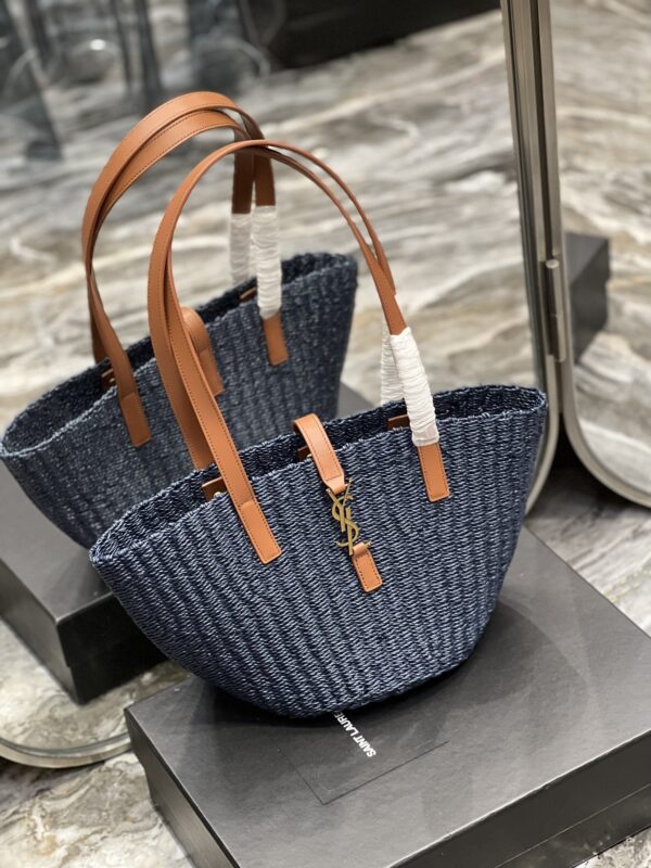[REP 1:1] Saint Laurent Panier Medium Bag Blue For Women, Women's Bags 16.5in/42cm YSL