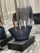 [REP 1:1] Saint Laurent Panier Medium Bag Blue For Women, Women's Bags 16.5in/42cm YSL
