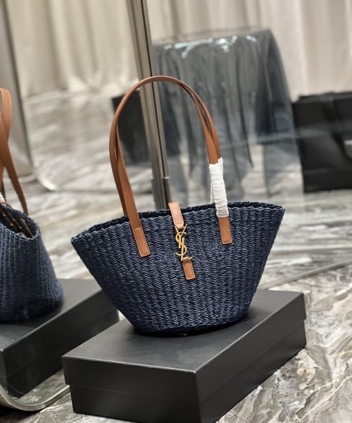 [REP 1:1] Saint Laurent Panier Medium Bag Blue For Women, Women's Bags 16.5in/42cm YSL