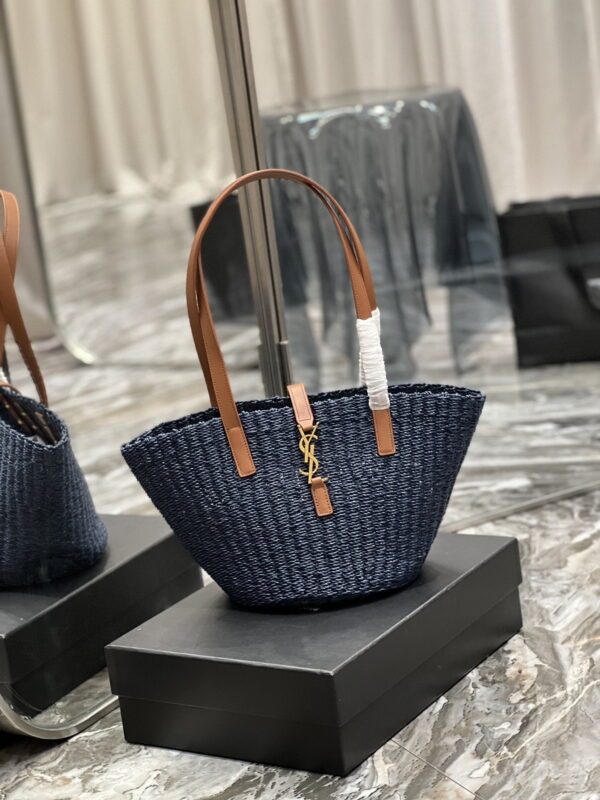 [REP 1:1] Saint Laurent Panier Medium Bag Blue For Women, Women's Bags 16.5in/42cm YSL