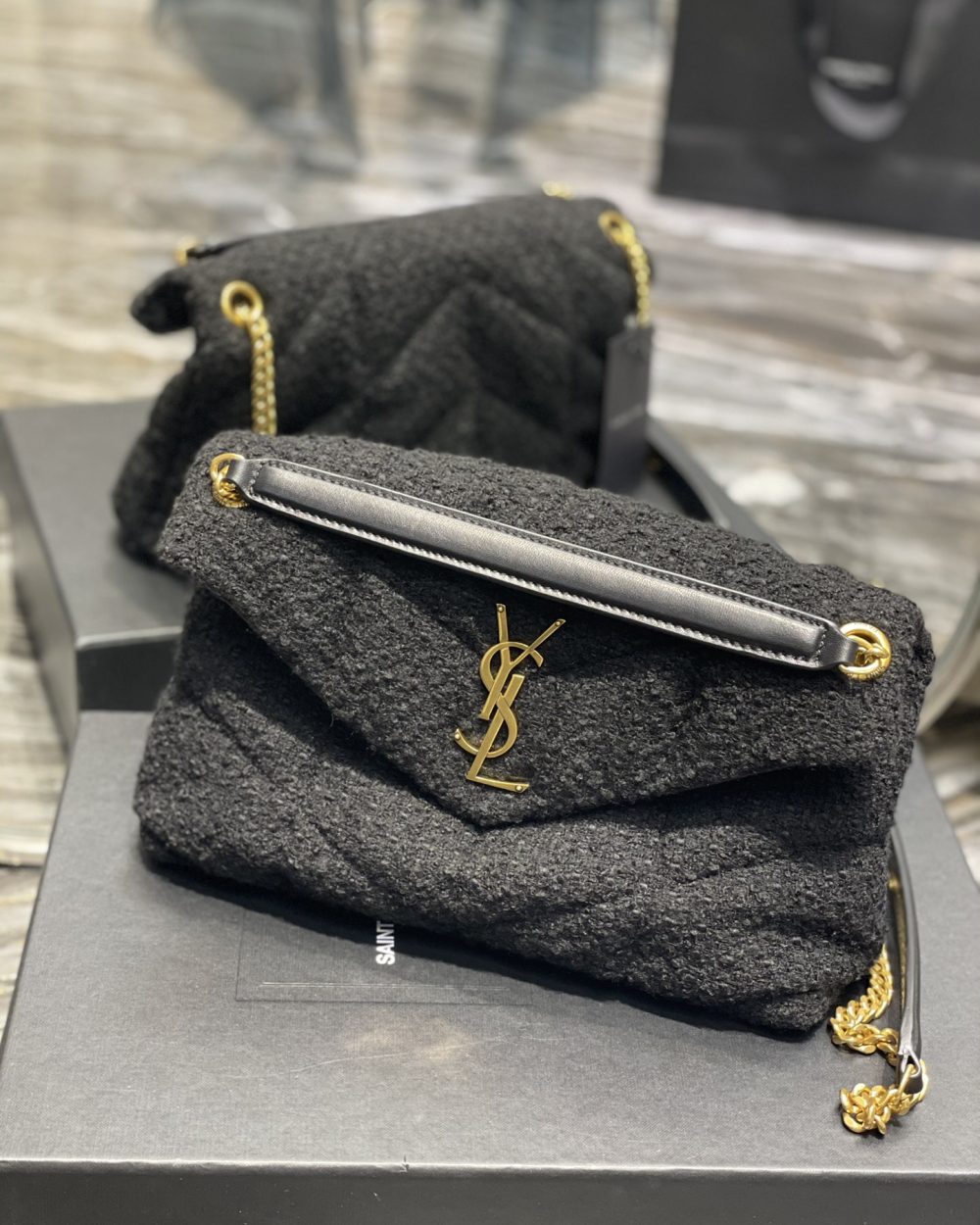 [REP 1:1] Saint Laurent Puffer Small Chain Bag Black For Women, Women's Bags 11.4in/29cm YSL‎