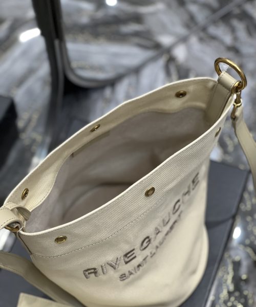 [REP 1:1] Saint Laurent Rive Gauche Bucket Bag Beige For Women, Women's Bags 12.2in/31cm YSL