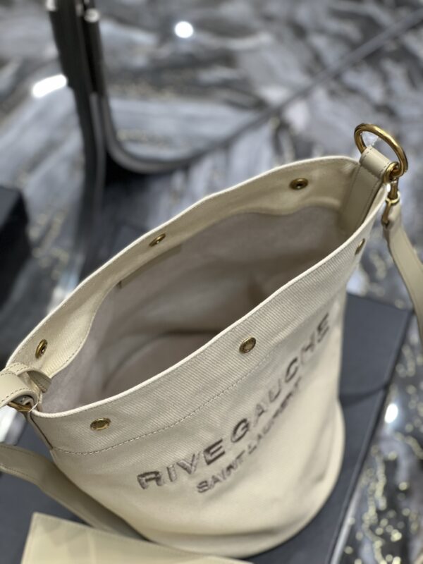 [REP 1:1] Saint Laurent Rive Gauche Bucket Bag Beige For Women, Women's Bags 12.2in/31cm YSL
