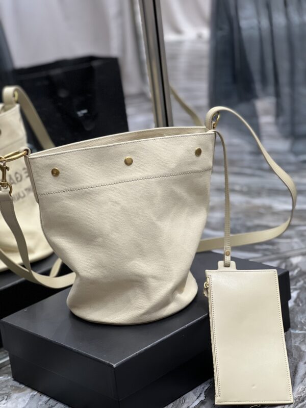 [REP 1:1] Saint Laurent Rive Gauche Bucket Bag Beige For Women, Women's Bags 12.2in/31cm YSL