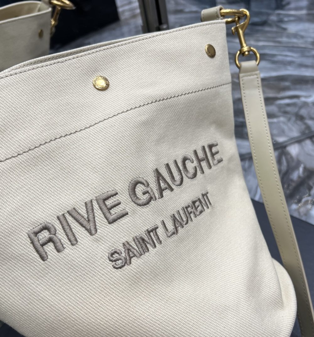 [REP 1:1] Saint Laurent Rive Gauche Bucket Bag Beige For Women, Women's Bags 12.2in/31cm YSL