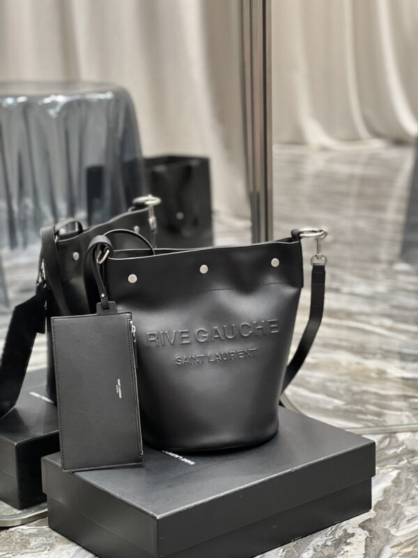 [REP 1:1] Saint Laurent Rive Gauche Bucket Bag Black For Women, Women's Bags 11.4in/29cm YSL