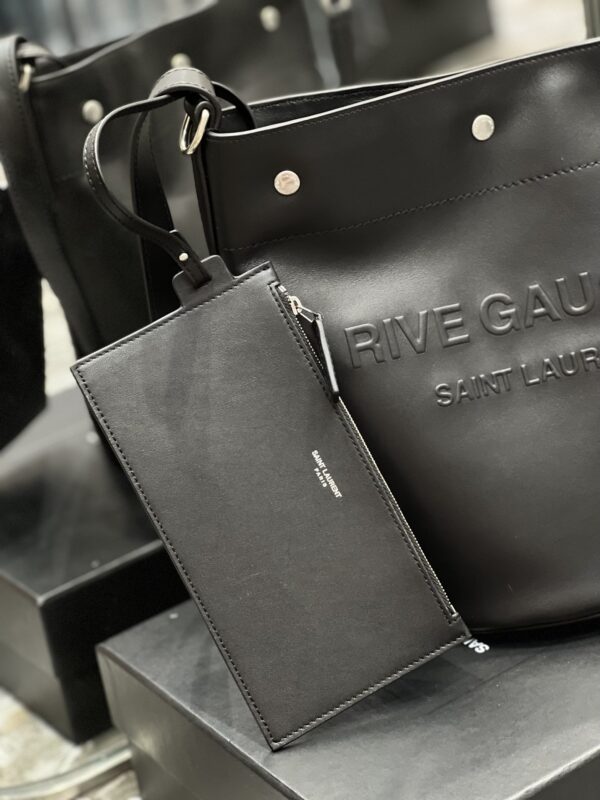 [REP 1:1] Saint Laurent Rive Gauche Bucket Bag Black For Women, Women's Bags 11.4in/29cm YSL